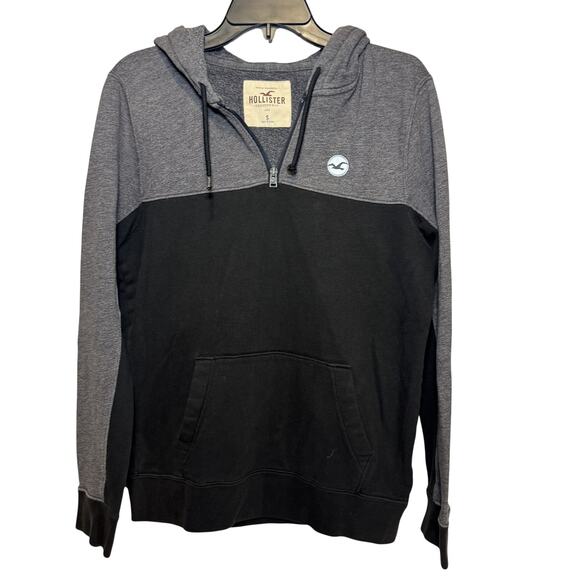 Hollister Other - Hollister Men's grey and black quarter-zip hoodie Size S